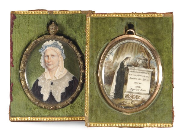 TWO OVAL PORTRAIT MINIATURES PENDANTS**,