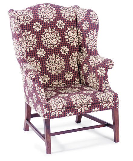 A MAHOGANY WINGBACK COMMODE CHAIR,