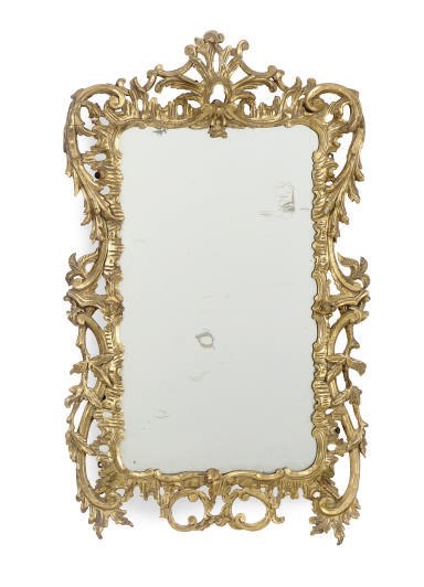 AN ENGLISH GILTWOOD MIRROR,