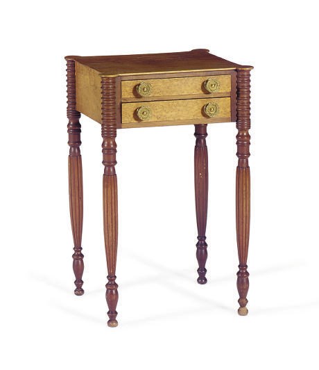 AN AMERICAN MAHOGANY AND BIRD'S EYE MAPLE SIDE TABLE,