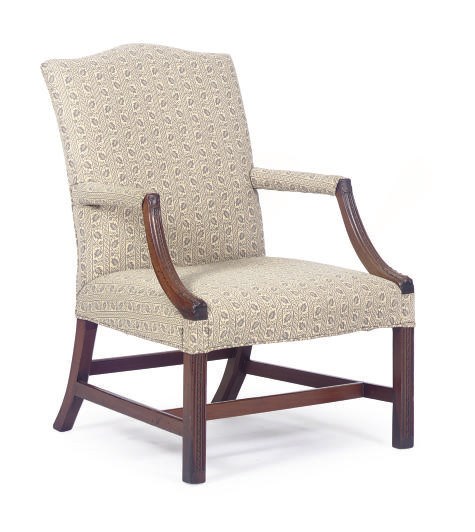 A MAHOGANY OPEN ARMCHAIR,