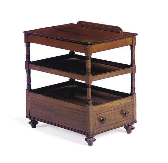 A REGENCY EBONY-INLAID MAHOGANY PORTFOLIO STAND,