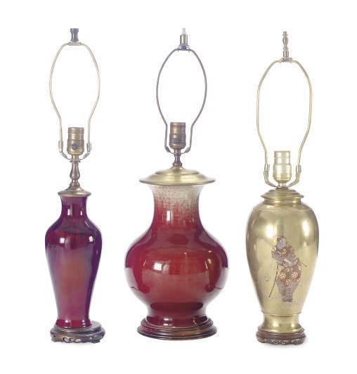 A JAPANESE MIXED METAL TABLE LAMP,