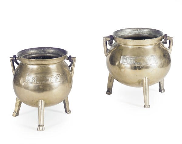 TWO SILVERED-IRON BUCKETS,