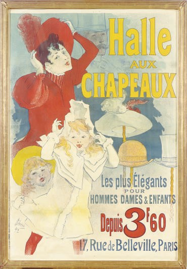 A LITHOGRAPH IN COLORS, 'HALLE AUX CHAPEAUX',