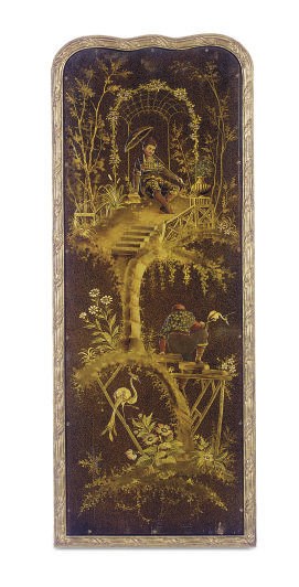 A SET OF FOUR POLYCHROME AND GILT-LACQUERED CHINOISERIE DECORATED PANELS,