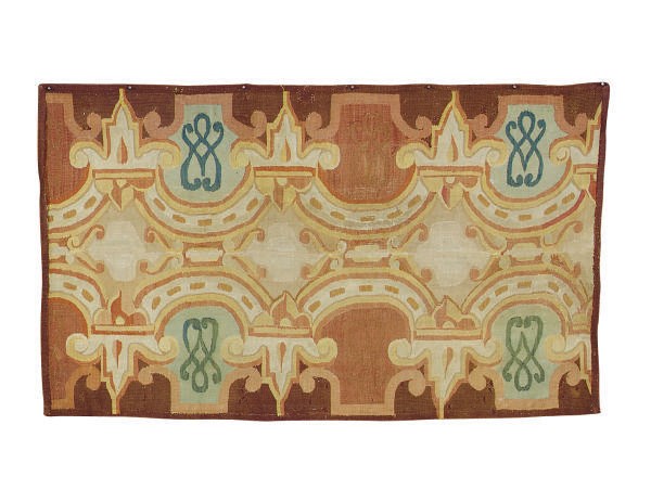 AN AUBUSSON CARPET FRAGMENT,