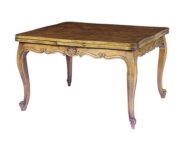 A FRENCH PROVINCIAL WALNUT DRAW-LEAF DINING TABLE,