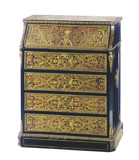 A NAPOLEON III GILT-METAL MOUNTED RED TORTOISESHELL, PART EBONIZED AND BOULLE MARQUETRY DRESSING CHEST**,
