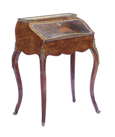 A FRENCH GILT-METAL MOUNTED KINGWOOD, PARQUETRY AND VERNIS MARTIN BUREAU DE DAME**,