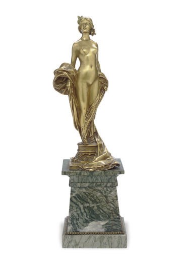 A FRENCH GILT-BRONZE FIGURE OF A WOMAN,