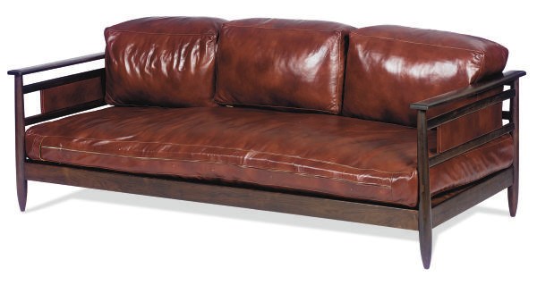 A ROSEWOOD AND LEATHER 'VAN CAMP' SOFA**,