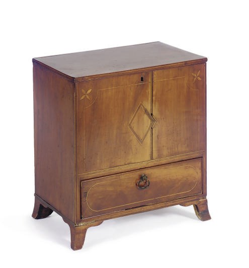AN AMERICAN INLAID CHERRYWOOD SUGAR CHEST,