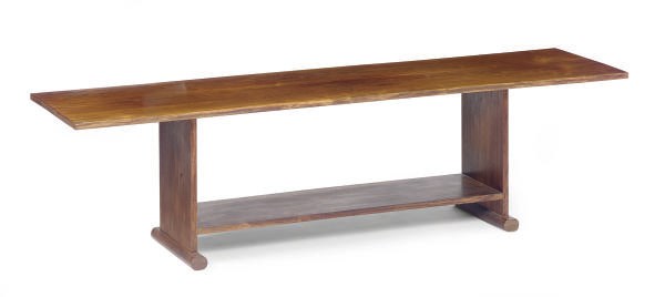 A WALNUT COFFEE TABLE,