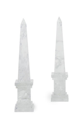 A PAIR OF ROCK CRYSTAL OBELISKS,