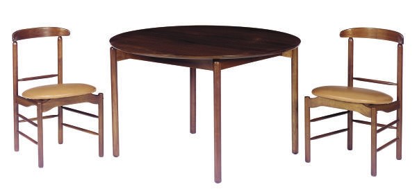 A WALNUT DINING SUITE,