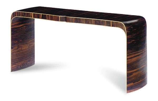 A MACASSAR EBONY SERPENTINE SIDE TABLE,
