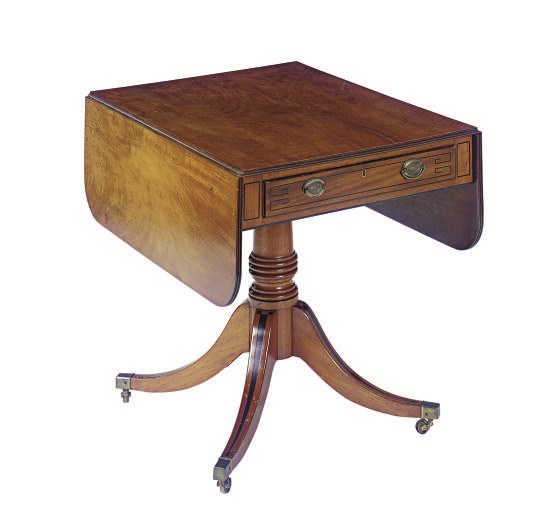 A REGENCY EBONY-INLAID MAHOGANY PEMBROKE TABLE,
