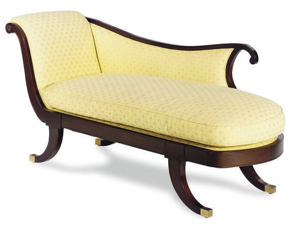 A MAHOGANY AND UPHOLSTERED RECAMIER,