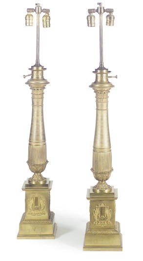 A PAIR OF LOUIS PHILIPPE GILT-BRONZE FLUID LAMPS,