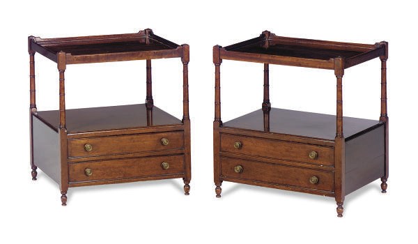 A PAIR OF MAHOGANY SIDE TABLES,