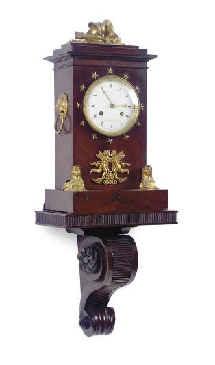 A FRENCH GILT-BRONZE MOUNTED MAHOGANY MANTLECLOCK,