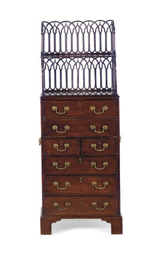 A GEORGE III MAHOGANY SECRETAIRE CHIFFONIERE,
