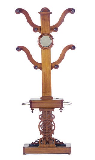 A VICTORIAN WALNUT HALL STAND,