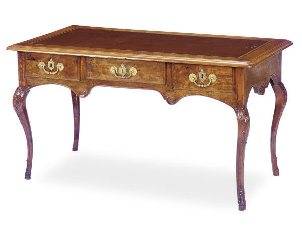 A FRENCH PROVINCIAL FRUITWOOD BUREAU PLAT,