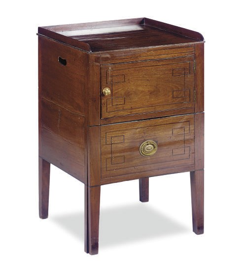 A REGENCY INLAID MAHOGANY BEDSIDE COMMODE
