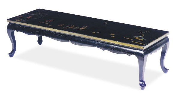 A CHINESE SCARLET, GILT AND BLACK-LACQUERED LOW TABLE,
