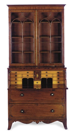A REGENCY MAHOGANY SECRETAIRE-BOOKCASE**,