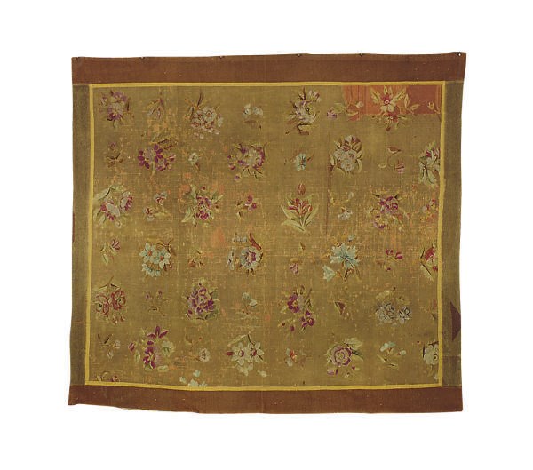 AN AUBUSSON CARPET FRAGMENT,
