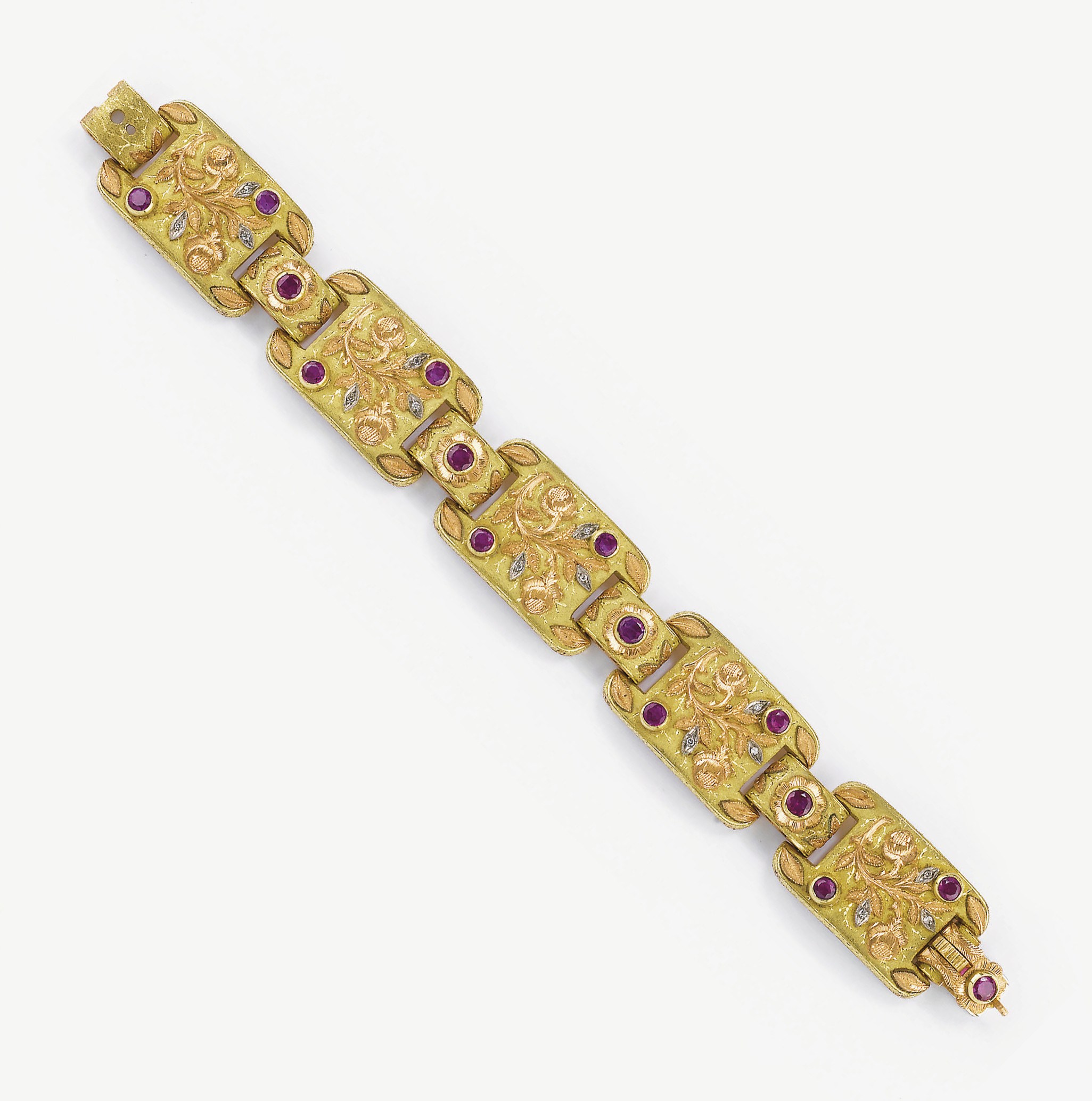 BRACCIALE IN ORO CON RUBINI, DI CAZZANIGA