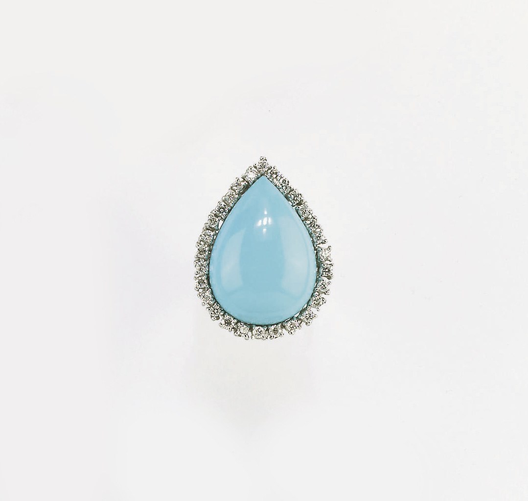 ANELLO IN ORO CON TURCHESE E BRILLANTI