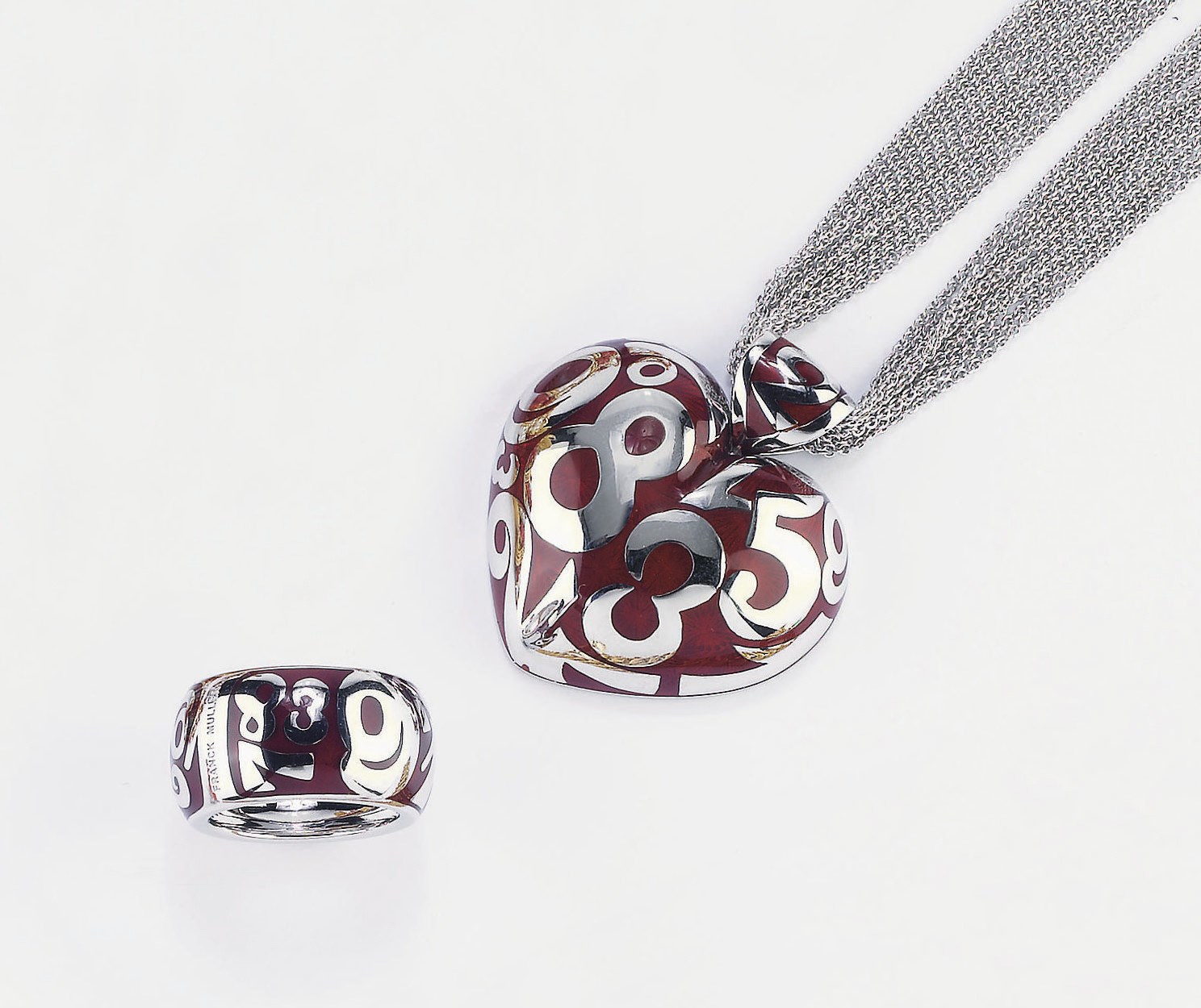 PARURE IN ORO E SMALTO ROSSO, FIRMATA FRANK MULLER
