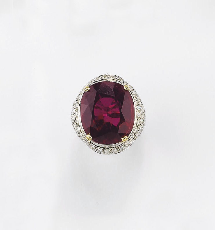 ANELLO CON RUBELLITE E BRILLANTI