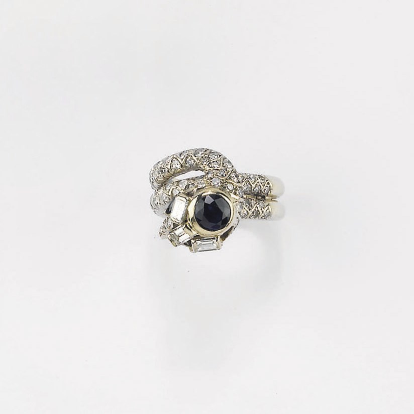 ANELLO CON ZAFFIRO E BRILLANTI