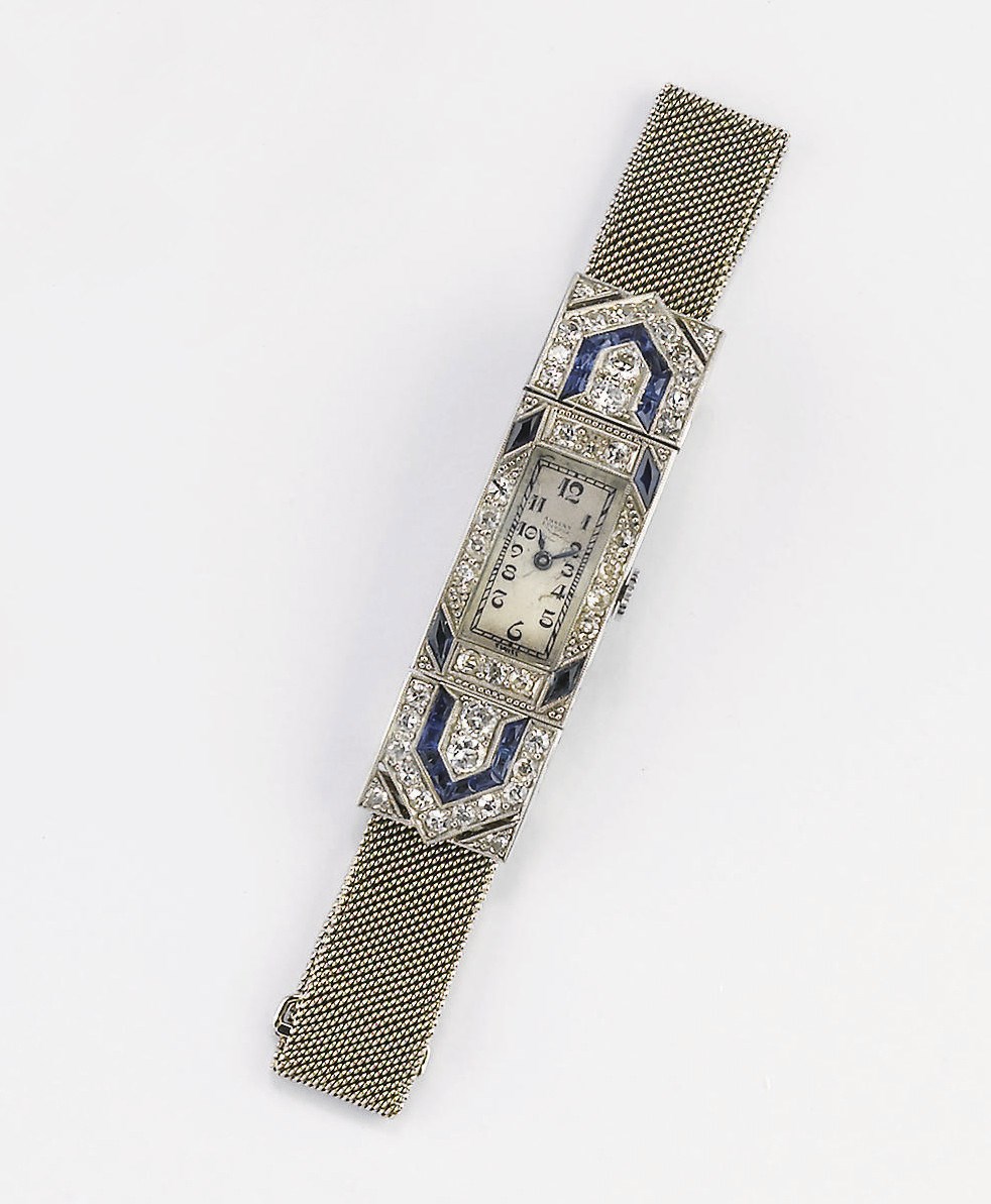 OROLOGIO ART DECO CON ZAFFIRI E DIAMANTI, AHRENS LUCERNE