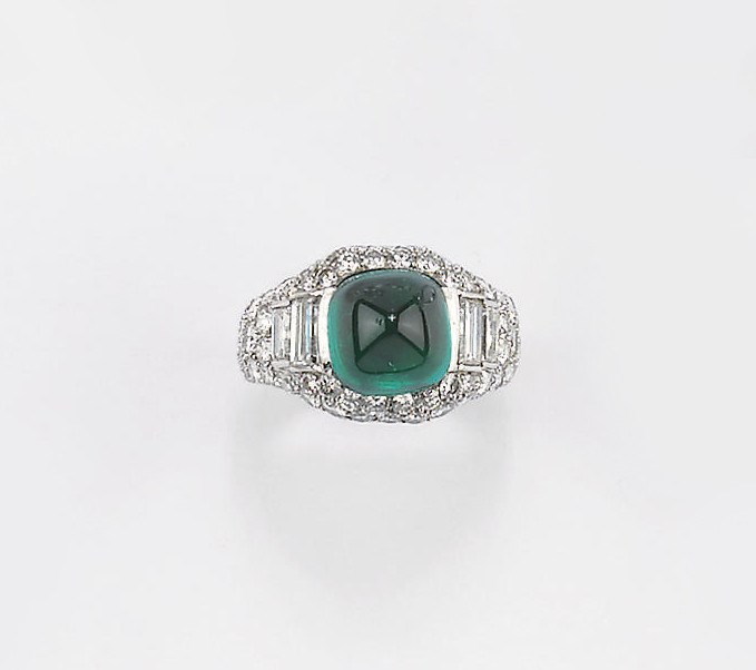 ANELLO CON SMERALDO E DIAMANTI, FIRMATO BULGARI