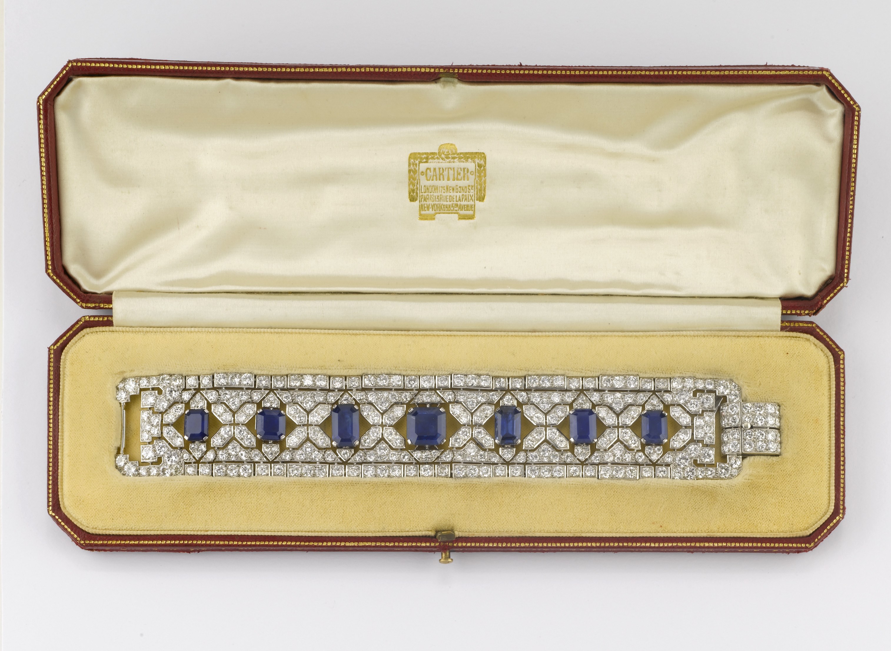 BRACCIALE ART DECO IN ZAFFIRI E BRILLANTI, FIRMATO CARTIER LONDON