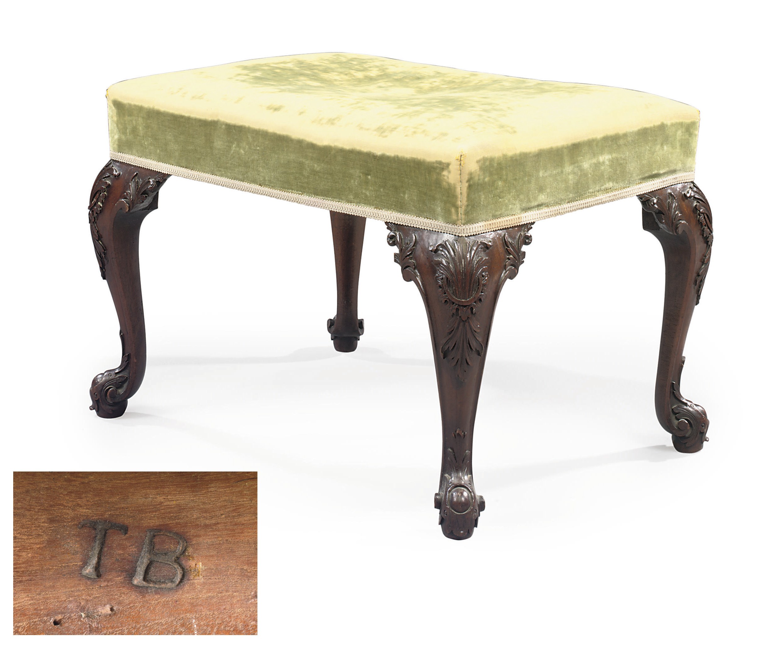 A GEORGE II MAHOGANY STOOL