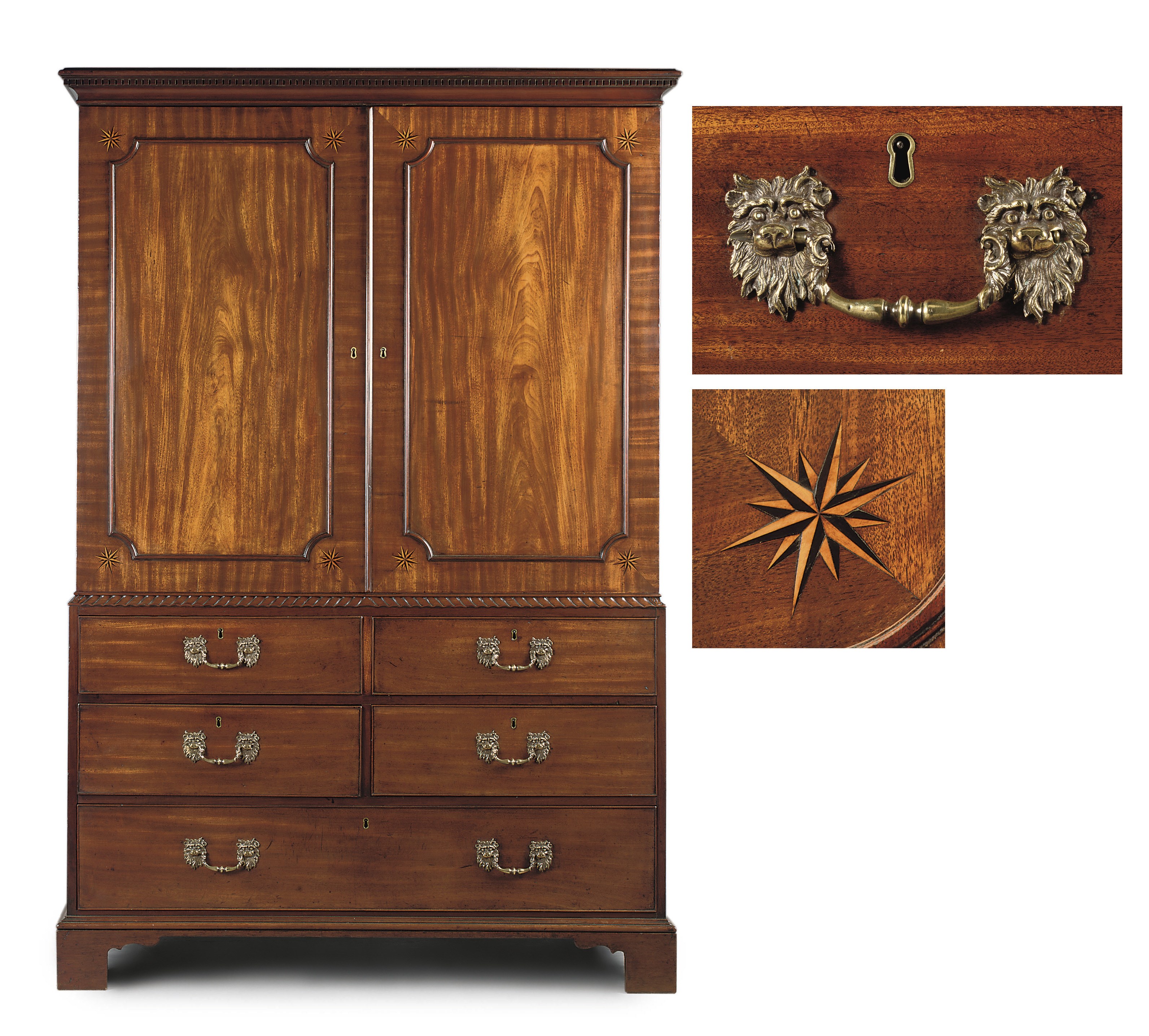 A GEORGE III MAHOGANY CLOTHES-PRESS