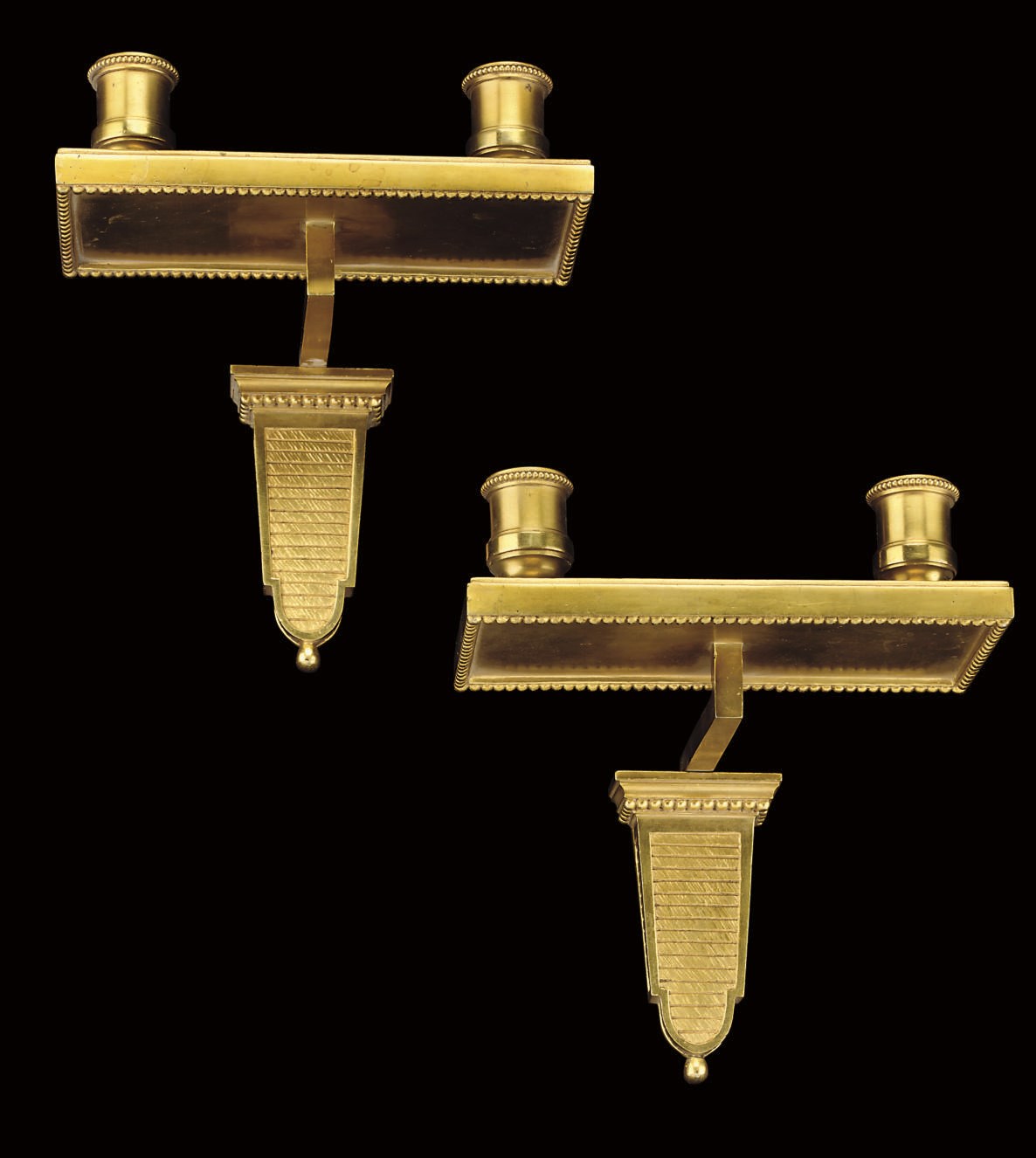 A PAIR OF FRENCH ORMOLU TWIN-BRANCH WALL LIGHTS