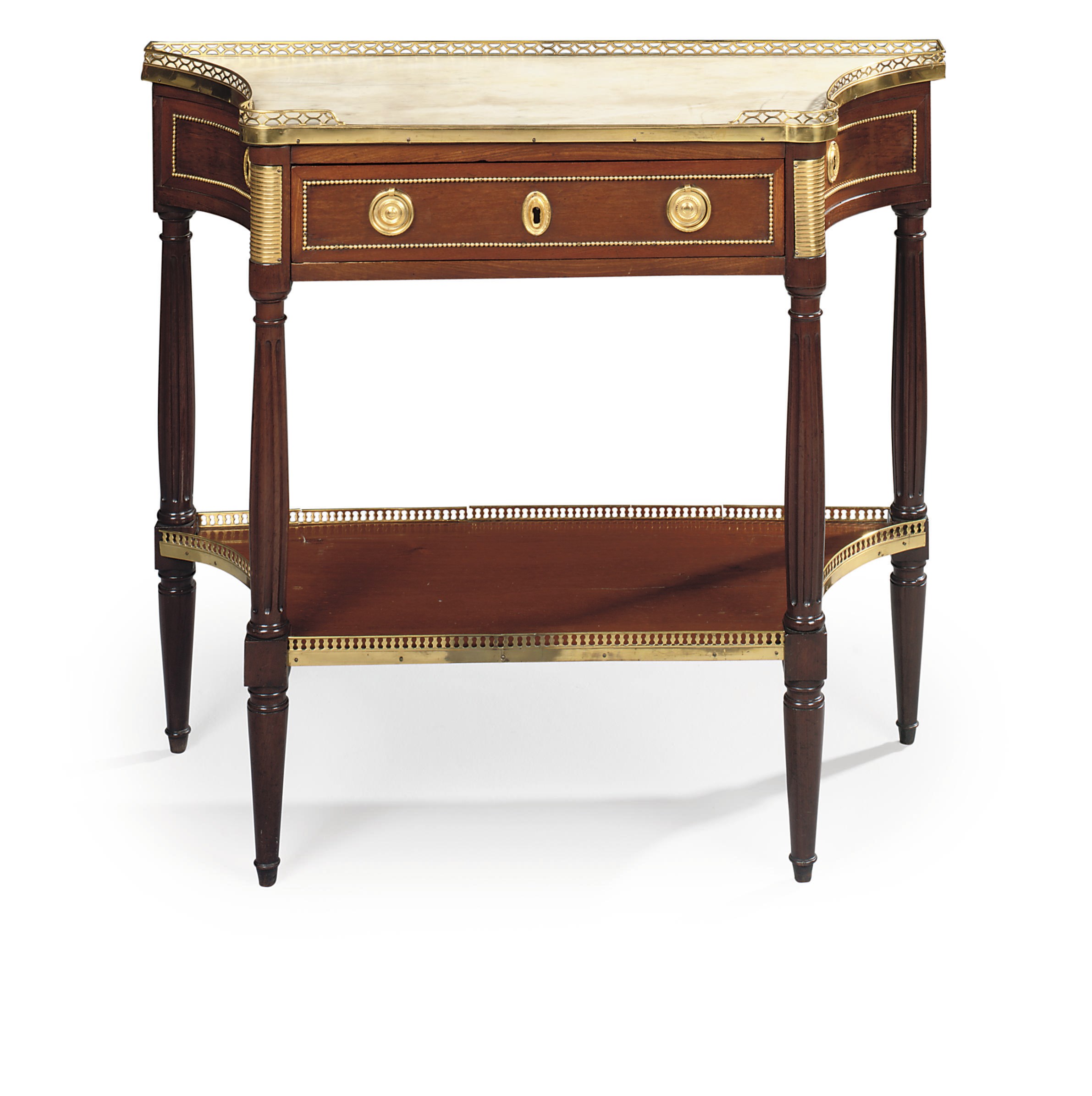 A LOUIS XVI ORMOLU-MOUNTED MAHOGANY AND 'ACAJOU MOCHETE' CONSOLE DESSERTE