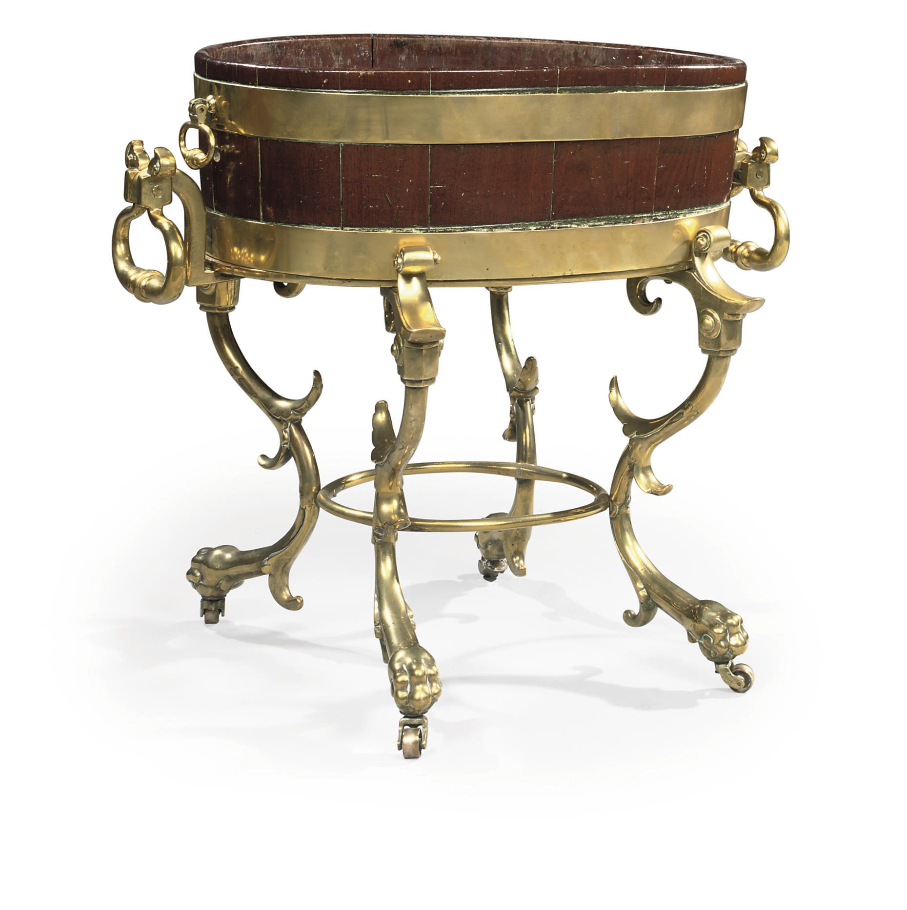 A GEORGE II BRASS-MOUNTED MAHOGANY WINE-COOLER