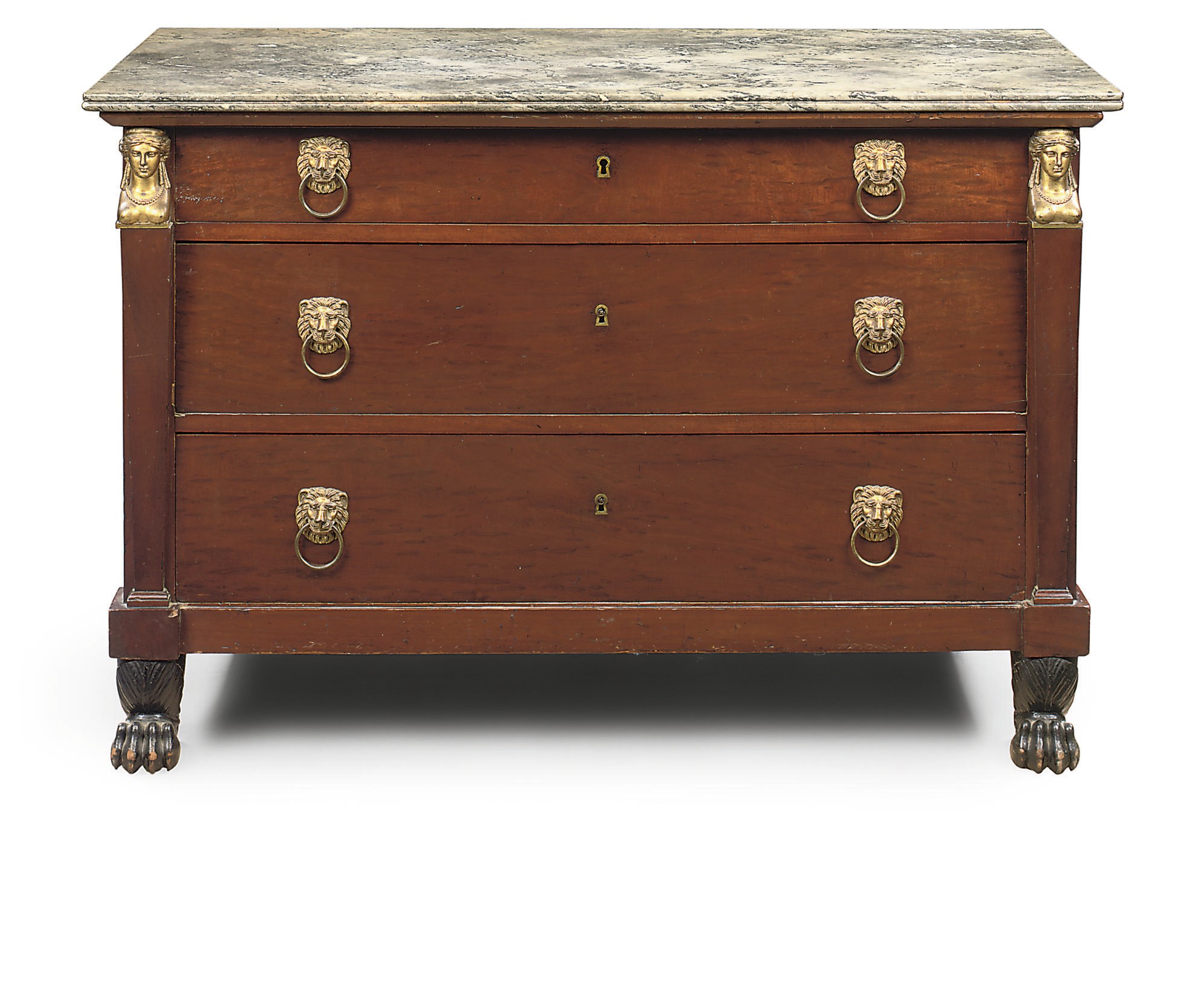 AN EMPIRE ORMOLU-MOUNTED 'ACAJOU MOUCHETÉ' AND MAHOGANY COMMODE