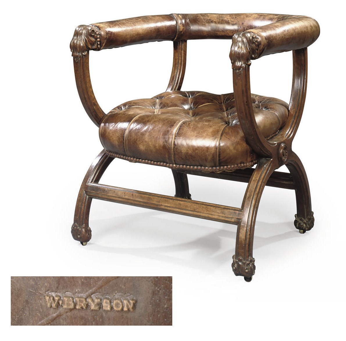 AN EARLY VICTORIAN WALNUT ARMCHAIR