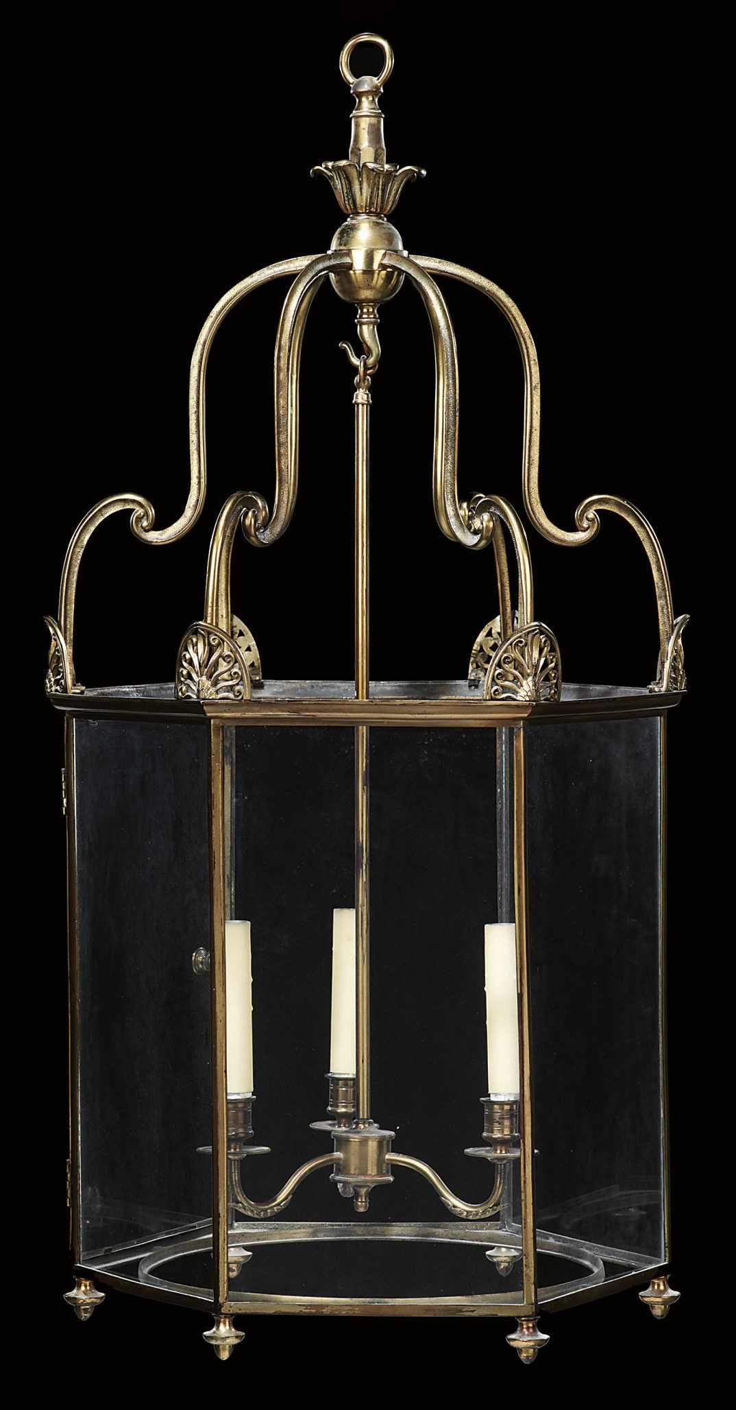 A BRASS HALL LANTERN