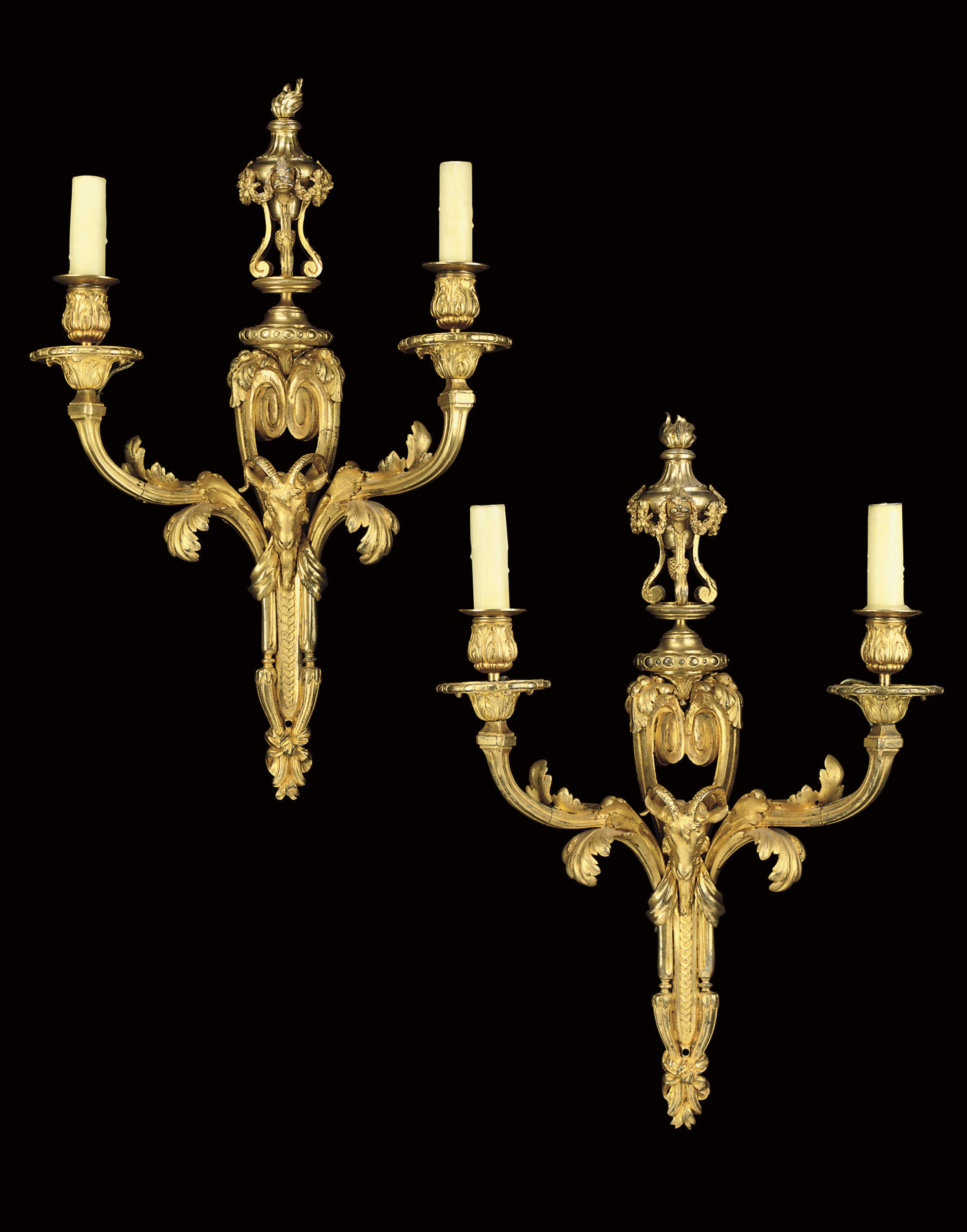 A PAIR OF LATE LOUIS XV ORMOLU WALL LIGHTS
